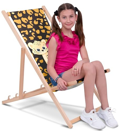 DreamRoots Sdraio Pieghevole Bambini 130kg - Sedia Pieghevole - Sdraio Legno Di Faggio - Sediolina Mare Bambini 100% poliestere 220 g/m2