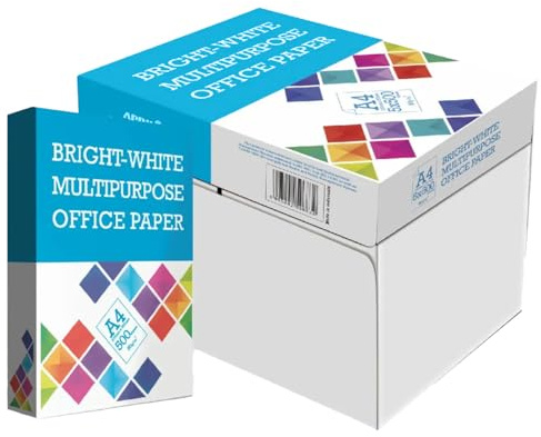 BM OFFICE Carta A4 per Stampante 80gr - Confezione da 5 risme da 500 Fogli l'una - tot. 2.500 fogli - ideale per tutte le Stampanti e Fotocopiatrici da ufficio e casa - bianca
