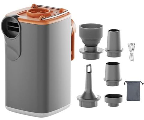 Liten luftpump, elektrisk bärbar uppblåsare med campingljus och 5 munstycken – utomhus mini luftpump | för uppblåsbara flytmadrasser resor sport hem strand väg utomhus