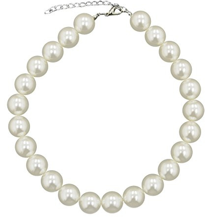 Caprilite 18mm Large Big Giant Faux Pearl Necklace Light Cream Vintage