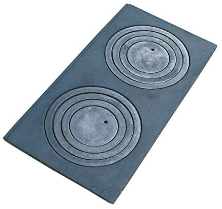 MIMART Home&Wood - Placa de hierro fundido para horno con 2 agujeros (60 x 30 cm, hierro fundido)