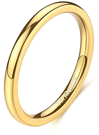 Zakk Anillo para mujer y hombre titanio pulido Apilables para Dedos anillos de compromiso boda Pareja Plata/Oro/Oro rosa 2mm/4mm/6mm/8mm/10mm