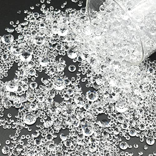 LEEWYOU 4000 Pezzi Cristalli di Diamante Acrilico,Cristalli Trasparenti da 3mm/6mm/10mm per vasi da Tavolo, centrotavola e Decorazioni Nuziali (Trasparente)