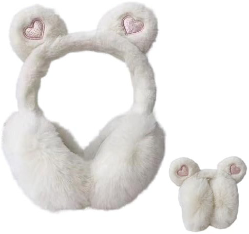LdawyDE Ohrenwärmer Damen, Winter Warme Plüsch Ohrenschützer Kinder Mädchen Süße Bärenohren Ohrenwärmer Faltbare Ohrwärmer Ohrschützer Winter Winddicht Earmuffs Perfekt für kalte Wintertage