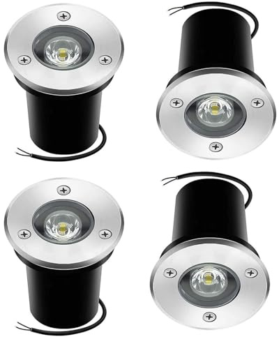 QICBYING 4 Piezas Luces LED Para Paisajes En El Suelo - Foco Empotrable Para Exterior, Lámpara Enterrada Para Jardín Resistente Al Agua IP67, Foco De Suelo LED De 1W(Yellow,1W(24V))