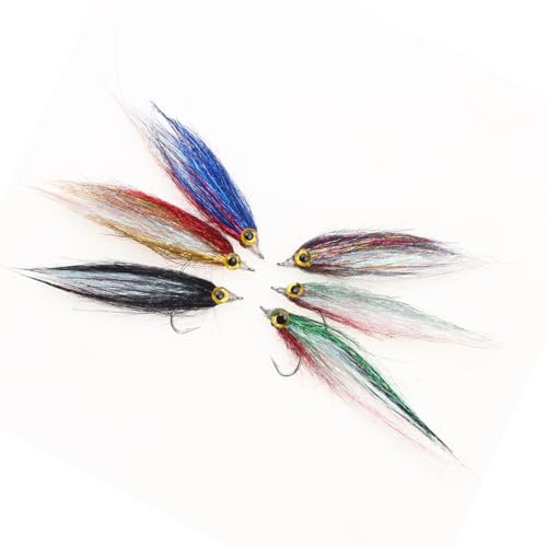 Javoryxh 6 Pièces Ice Dub Minnow Mouche Leurres Ensemble Réaliste Appâts Poisson pour Saumon Pêche Approvisionnement Accessoire Pêche À La Mouche avec Crochet Fort