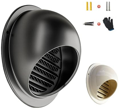Grille de Ventilation Vide Sanitaire,Chapeau de Cheminée,Chapeau de Conduit 70mm 80mm 100mm 110mm Pour Tous Types de Cheminées,Hottes D'extraction,Noir/Gris Gun/Blanc Crème(Cream White,150mm/5.9in)
