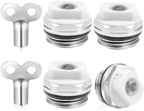 YUPZAR 4 Pezzi Valvole di Sfiato per Radiatori, Valvola di Sfiato per Riscaldamento in Ottone Nichelato da 1/2 Pollice, con 2 Chiavi per Termosifoni