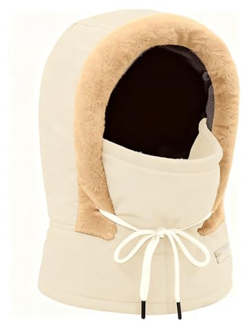 GNALIA Passamontagna Maschera da Sci Cappuccio in Pile Termico Antivento Uso Invernale Multiuso Maschera per Il Viso,per Sport all'Aria Aperta Cappello Ciclismo Escursionismo Corsa(Bianco Sporco)