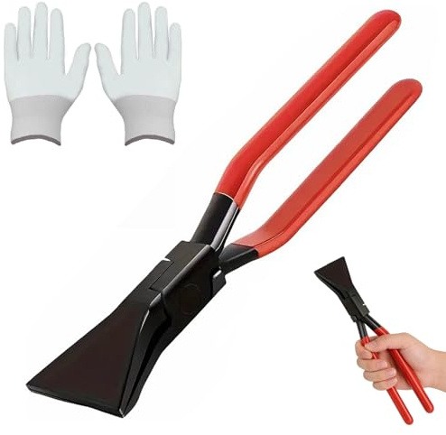 180°Pinza Piega Lamiera, 1 Pezzo Larghezza 6cm Pinza Piegatrice a Mano, Aggraffatrici a Mano Lamiera Piegatura Pinze Set, Rosso Metallo Bender Tool, con Manico e Guanti, per Tetti, Idraulici