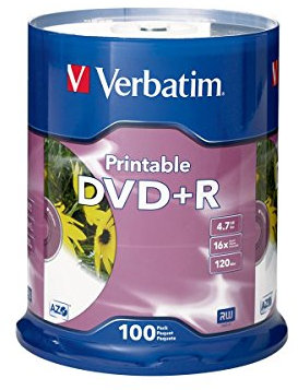Verbatim DVD+R 4.7GB 16X White Inkjet Printable - 100pk Spindle