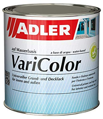 Adler, Vernice acrilica 2 in 1 “Varicolor”, per interni ed esterni, vernice resistente alle intemperie, primer per legno, metallo e plastica, satinata, Grigio