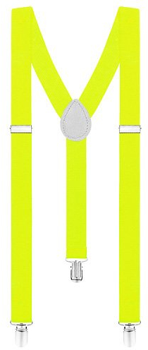Taffstyle® Damen Herren Bunte Neon & Uni Farben - Y Form - Hosenträger mit 3 Clips - Neon Gelb / Weiß
