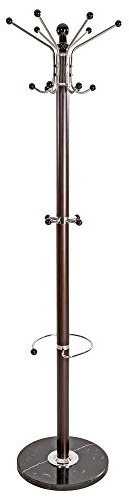 tectake Garderobenständer Kleiderständer mit Stabiler Steinplatte ca. 170 cm hoch Metall - Diverse Farben (Schwarzbraun | Nr. 401033)