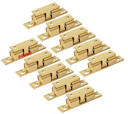 LOOTICH Messing Robust Doppel-Kugelschnäpper 60mm Türschapper Möbel-Schnapper mit Verstellbaren Türstopper Türschnäpper für Küche Schranktüren Schränke (10 Stück)