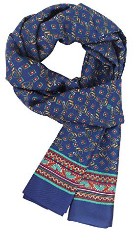 WANYING Hombre Bufanda de Seda Artificial Delgada Doble Capa Bufanda de Rayón Casual Negocios para Otoño Primavera - Azul real
