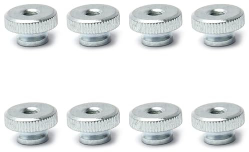 MroMax - Dadi zigrinati M6 rotondi con zincatura a forma di fiore diritto color argento, 8 pezzi