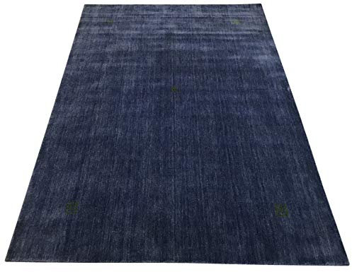 WAWA TEPPICHE Orientmatta handvävd Gabbeh Loom handgjord matta 100 % ull Lori Buff Debbich (BLU, 120 x 180 cm)