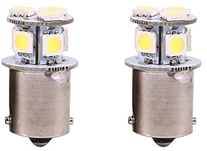 Terisass R5W LED Bulb 12V, BA15S 1156 5050 8-SMD LED Car Brake Lights Bulbs White Replacement Lamps for Most Vehicles RV Trailer Lighting Boat Yard