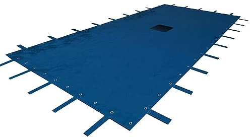 TERRE JARDIN - Cubierta de Invierno para Piscina 12,5 x 6,5 m - Cubierta Rectangular para Piscina 12 x 6 m - Cubierta Resistente 140 g/m², Polietileno - Ojales de Aluminio más lengüetas de fijación