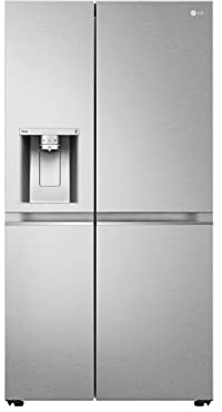 LG GSLV91MBAD Frigorifero Americano Side-by-Side, Classe D, Frigorifero No Frost, 635L, Wi-Fi, Door & Linear Cooling, Fresh Balancer, Dispenser senza allaccio, Igienizzazione UVnano, Acciaio
