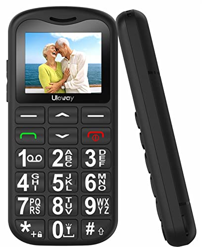 uleway Teléfono Móvil G180 para Personas Mayores, Dual SIM Telefono Móvil Basico con Teclas Grandes, Alto Volumen, FM Radio, LinternaBotón SOS, Fácil de Usar Senior Teléfonos (Negro-)