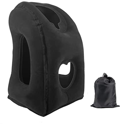 Oreiller de Voyage avec Support d'appui-tête Gonflable Portable pour Dormir en Avion, Train, Maison ou Bureau