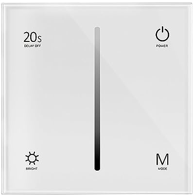 White 1 Zone Touch Glass Panel 0-10V Wall Dimmer Switch AC 100-240V RF 2.4GHz
