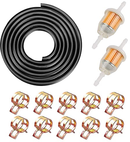 Bensinslangsats, 2 m Ø 8 mm bränsleslang, med 10 slangklämmor, 2 bensinfilter, för bilar, motorcyklar