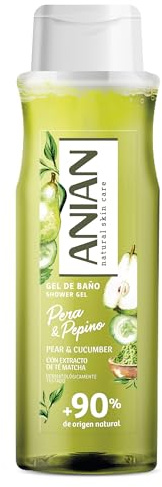 ANIAN - Gurka för päron och gurka, 750 ml, med matcha-teextrakt, trevlig och avslappnad doft, för alla hudtyper, 90% naturliga ingredienser, lämplig för veganer