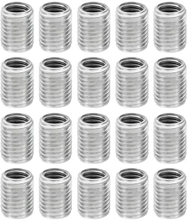 PATIKIL M8xM6x10mm Metal Threaded Repair Insert Nut, 20Pcs Male to Female Fine Thread Sleeve Inserts Reducing Nut Adapter Reducer Screw Sleeves, White Zinc