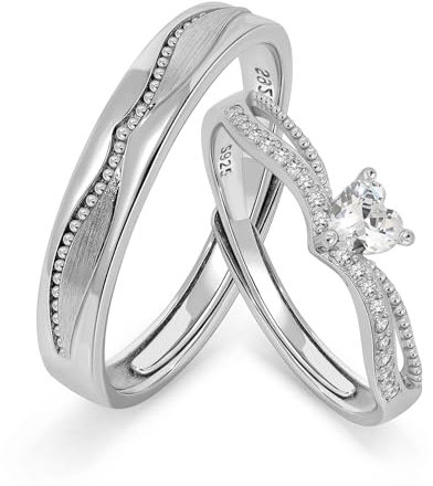 Meissa Paar Ringe Verstellbar Silber Verlobungsring Enheringe Partnerringe für Paare Sterling Silber 925, Herren Damen Jahrestagsgeschenk, Set aus zwei Ringen
