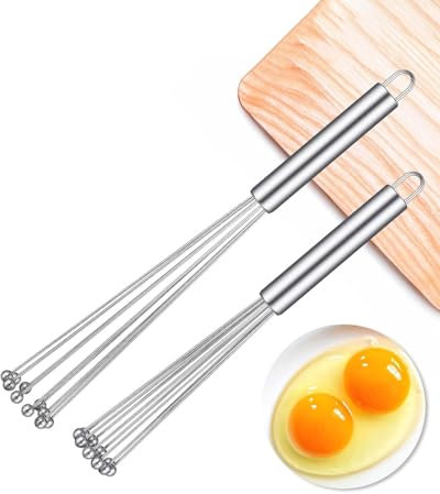 KGDUYC 2 PCS Batidores Huevos Alambre, Batidor de Acero Inoxidable, Batidor de Alambre con Punta Bolas, Bbatidor de Cocina, Varillas Batir Huevos, para Cocinar, Mezclar, Batir, Revolver（25CM+30CM）