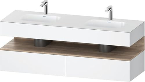 Duravit Qatego Einbauwaschtisch mit Konsolenwaschtischunterbau, 1600x550x600mm, Nische Eiche Mamoriert, Doppelwaschtisch, QA4797055180000, Farbe: Weiß