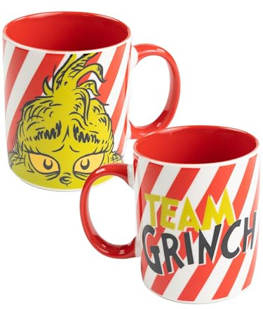 United Labels Taza de Grinch 320 ml, Rojo Blanco, Taza de Café del Equipo Grinch, Taza de Café de Cerámica, Taza Navideña