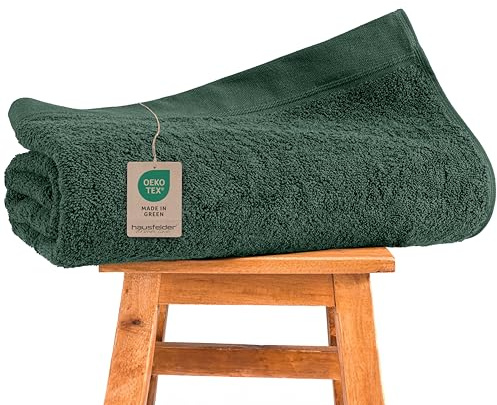 Hausfelder Serviette de Sauna XXL 100 x 200 cm, Grande Serviette de Sauna en Coton 100% pour Homme et Femme, Vert Foncé