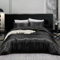 Gezu Juego de ropa de cama de satén de 155 x 220 cm, color negro brillante y sedoso a rayas, juego de cama de verano con diseño de rayas y fundas de almohada de 80 x 80 cm