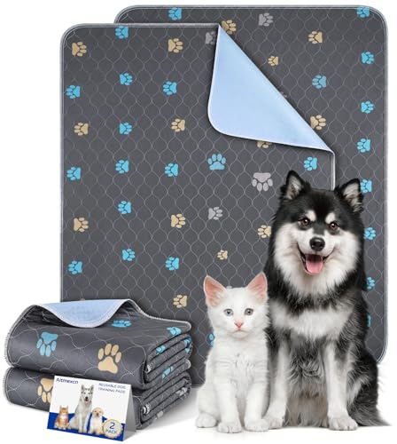 Reusable Dog Training Pads, Aitmexcn Waterproof Dog Mats, Fast Drying Washable Puppy Pads for Indoor, Outdoor and Car Travel - Set of 2 (70 x 100 cm)