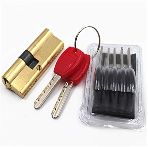 Cilindro Serratura,Cilindretto Serratura Porta 65 70 80 90 95 100 110mm Cilindro di blocco AB Key Anti-Furto Brass Porta serratura con maniglia camera da letto estesa(110(55 55))