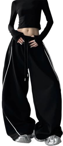Pantalon Jogger Femme Y2K Baggy Harajuku Large Hip Hop Sportswear à Taille Cordon Style Rétro Américain pour Automne