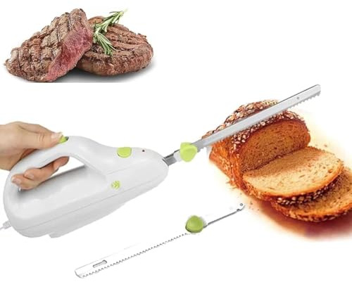 Electric Bread Slicer with Safety Lock,Automatic Food Slicer for Bread, Meat, Cheese, Easy to Clean, Family Kitchen Knife, Perfect for Homemade Loaves & Sandwiches