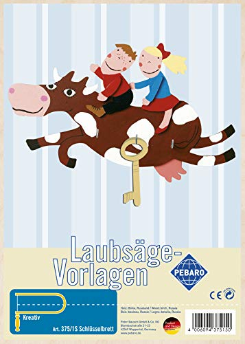 Pebaro 375/1S Laubsägevorlage Schlüsselbrett, 3mm Sperrholz DIN A 4, Motiv vorgedruckt, aussägen mit Laubsägebogen, basteln, anmalen, fertig, Laubsägen, Basteln mit Holz, Geschenkidee