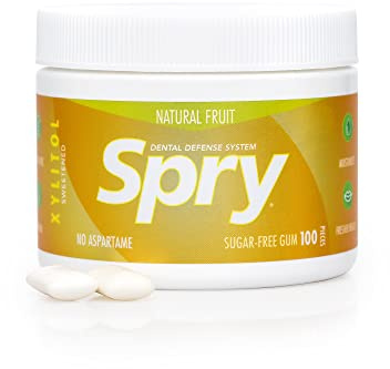 Spry Fresh Natural Xylitol Chewing Gum Dental Defense System - Aspartame-Free, Sugar-Free, Non-GMO, Gluten-Free (Fresh Fruit, 100 Count - Pack of 1)