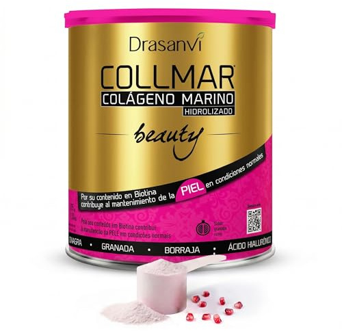 DRASANVI COLLMAR BEAUTY COLAGENO MARINO PARA LA PIEL | Colageno Hidrolizado con Vitamina C Natural, Biotina y Acido Hialuronico| Piel Bonita e Hidratada| Sabor Granada | 275 GR