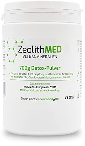 Zeolith MED Detox-Pulver 650g, Medizinprodukt, Apothekenqualität, Vergleichssieger, Darmreinigung, Entgiftung von Schwermetallen, Entgiftungskur, Vulkanmineralien, Heilerde, Darmreinigung