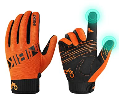 INBIKE Cycling Gloves for Men/Women Bike Gloves with Touchscreen-Padded Anti-Slip Mountain Biking MTB Bicycle Gloves for Cycling/Workout/Gym/Outdoor Orange L