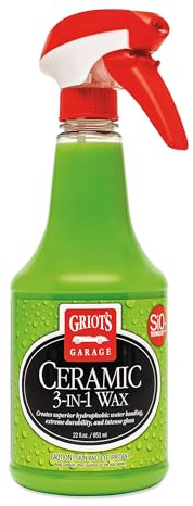 Griot’s Garage Ceramic 3-in-1 Wax, SiO2 Spray for Cars, Trucks, and RV’s, Provides Protection and Water Beading on Paint, Wheels, Plastic, Rubber Trim, Chrome, and More, 10978, 22 oz