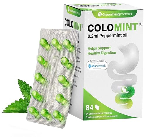 Colomint Peppermint Oil Capsules – Natural IBS Relief & Bloating Relief – 84 Gastro-Resistant Peppermint Capsules (0.2ml) – IBS Supplements for Digestive Comfort – Sealed Blister Strips