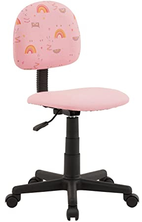 CARO-Möbel Drehstuhl Alpaca für Kinder Kunstleder in pink, Kinderschreibtischstuhl höhenverstellbar ergonomisch mit Lama Motiv, Scchreibtischstuhl auf Rollen