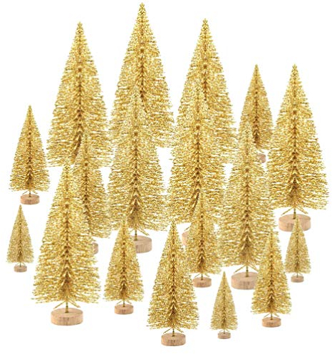 EXCEART 48 Stücke Mini Weihnachtsbaum Golden Sisal Modellbau Miniatur Bäume Kleiner Tannenbaum Künstlicher Christbaum Weihnachten Tischdeko Weihnachtsdeko Baum Micro Landschaft Deko